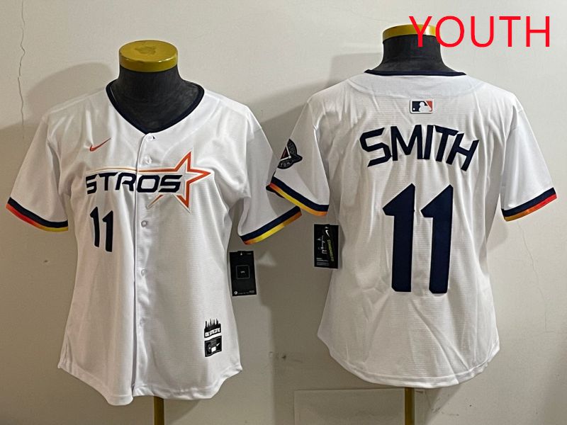 Youth Houston Astros #11 Smith White three generations Joint Name Nike 2025 MLB Jersey style 4->youth mlb jersey->Youth Jersey
